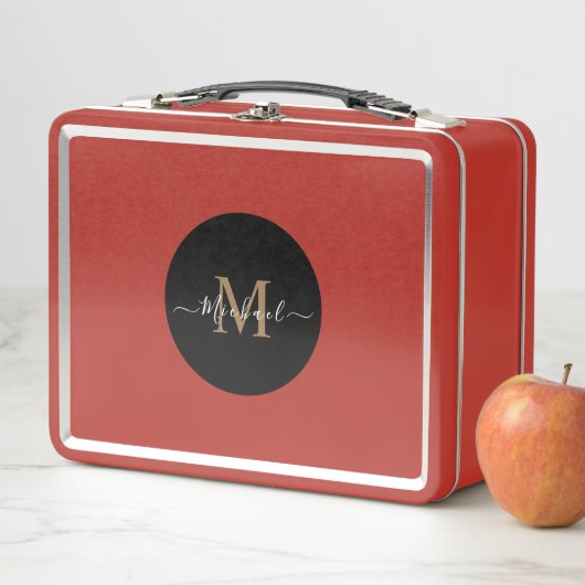 Red Lunchbox mit Personalisiertem Namen und QR-Cod (Beispiel)