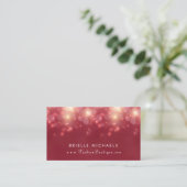 Red Luxe Bokeh Sparkle Elegante Boutique Visitenkarte (Stehend Vorderseite)