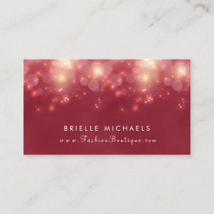 Red Luxe Bokeh Sparkle Elegante Boutique Visitenkarte