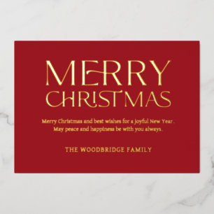 RED Luxury Christmas Card Elegantes Schriftart Fot Folien Feiertagskarte