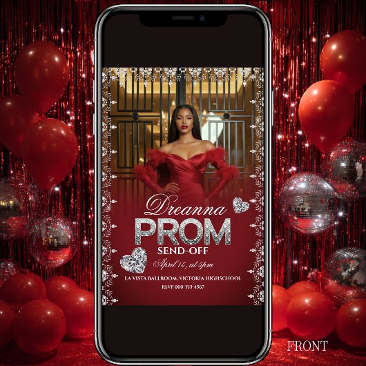 Red Luxury Elegant Prom Send-Off Invitation Einladung