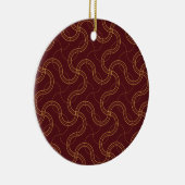 Red Luxury Wavy Stripes Muster Keramik Ornament (Rechts)