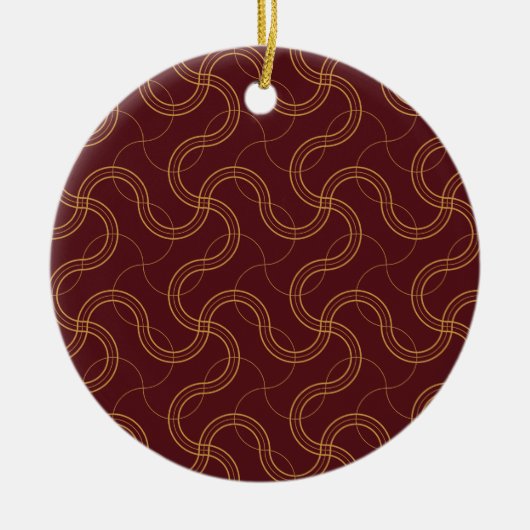 Red Luxury Wavy Stripes Muster Keramik Ornament (Vorne)