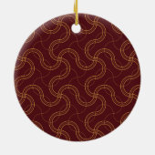 Red Luxury Wavy Stripes Muster Keramik Ornament (Hinten)