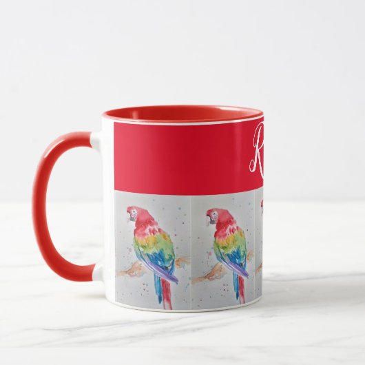 Red Macaw Bird Painting Whimsical Art Tasse (Links)