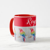 Red Macaw Bird Painting Whimsical Art Tasse (Vorderseite Links)