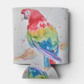 Red Macaw Papagei Bird Wasserfarbe Kunst Design ka Dosenkühler (Rückseite)