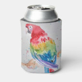 Red Macaw Papagei Bird Wasserfarbe Kunst Design ka Dosenkühler (Kanne Rückseite)