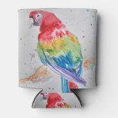 Red Macaw Papagei Bird Watercolor Art Design Dosenkühler (Vorderseite)