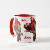 Red Macaw Parrot Bird Ladys Name Wasserfarbe Tasse (Vorderseite Links)