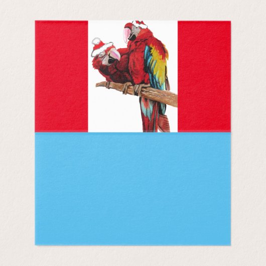 Red Macaw Parrot froh über unser Weihnachtskarten- (Innenseite Aufgefaltet)