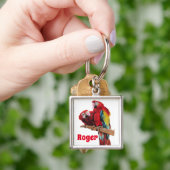 Red Macaw Parrot Parrots Watercolor Art Key Ring Schlüsselanhänger (Hand)