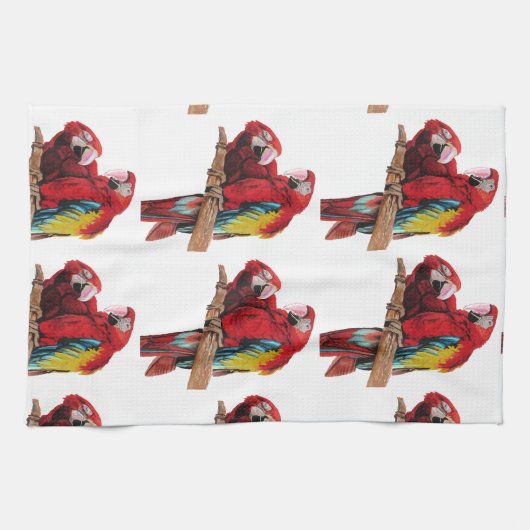 Red Macaw Teetuch Geschirrtuch (Horizontal)