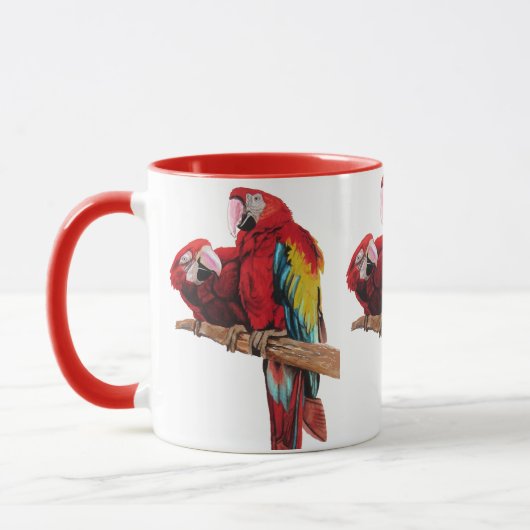 Red Macaw Watercolor-Tasse Tasse (Links)