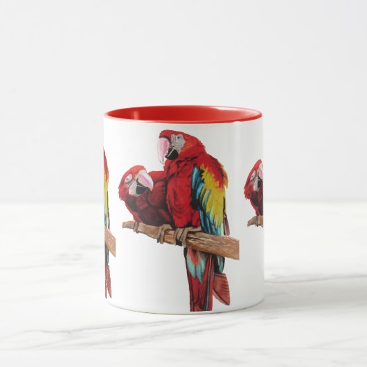 Red Macaw Watercolor-Tasse Tasse (Zentrum)