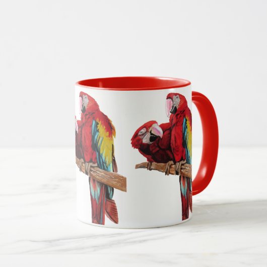 Red Macaw Watercolor-Tasse Tasse (VorderseiteRechts)