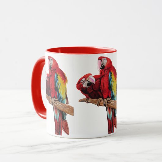 Red Macaw Watercolor-Tasse Tasse (Vorderseite Links)