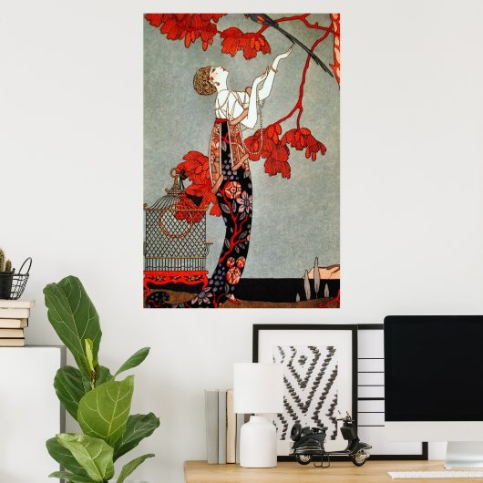 Red Madame Art Deco Design Poster (Heimbüro)