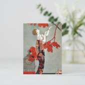 Red Madame Art Deco Design Postkarte (Stehend Vorderseite)