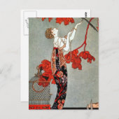 Red Madame Art Deco Design Postkarte (Vorne/Hinten)
