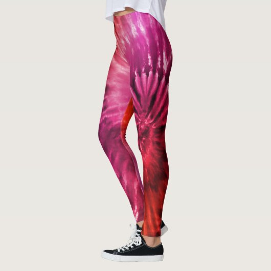Red & Magenta Psychedelic Sternexplosion Gefärbte Leggings (Links)