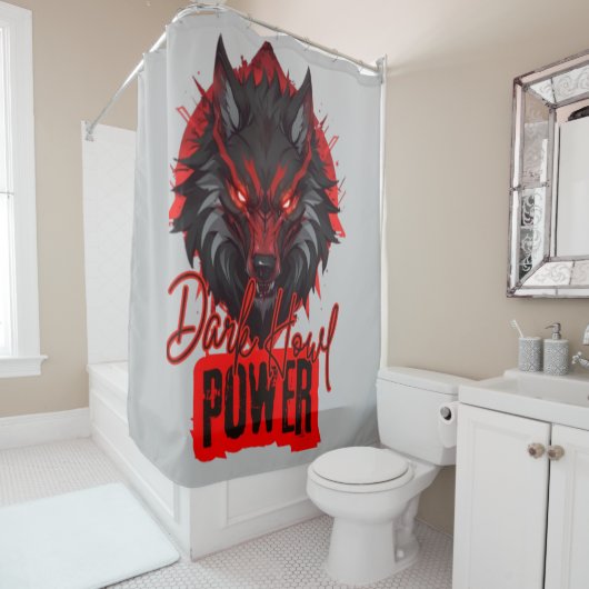 Red Magic Wolf | Dunkle Howl Energy Duschvorhang (Beispiel)