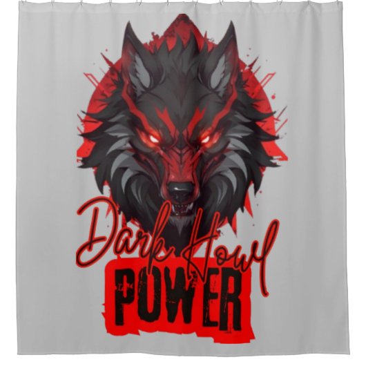 Red Magic Wolf | Dunkle Howl Energy Duschvorhang (Vorderseite)