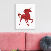 Red Magical Unicorn Canvas Print Leinwanddruck (Insitu (Wohnzimmer))