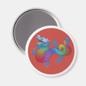 Red Magnet mit farbenfroher Drache (Vorderseite/Rückseite)