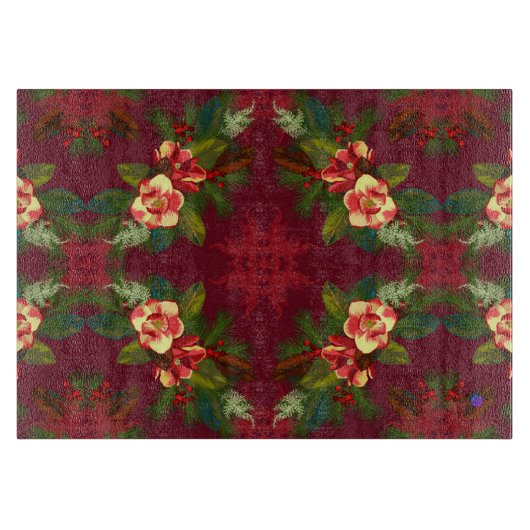 Red Magnolia Christmas Floral Schneidebrett (Vorderseite)