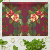 Red Magnolia Floral Print Kitchen Handtuch (Gefaltet)