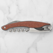 Red Mahogany Brown Classy Chic Wood Grain Muster Kellnermesser (Rückseite)