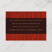 Red Mahogany Wood Grain Muster Look Visitenkarte (Rückseite)