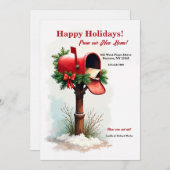 Red Mailbox Moskation Ankündigung Urlaubskarte (Vorne/Hinten)