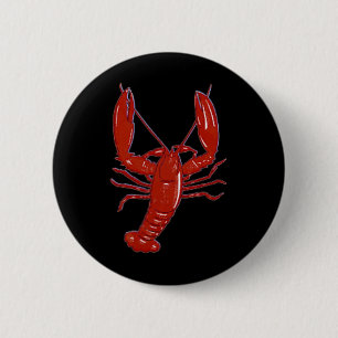 Red Maine Lobster Clic Design Nautical Boote Button