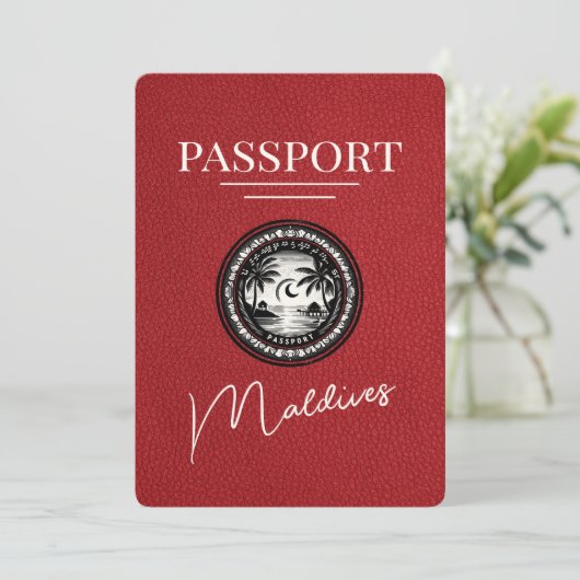 Red Maldives Passport Save the Date (Stehend Vorderseite)