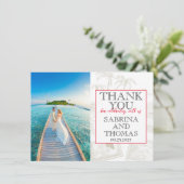 Red Maldives Wedding Foto Vielen Dank Dankeskarte (Stehend Vorderseite)