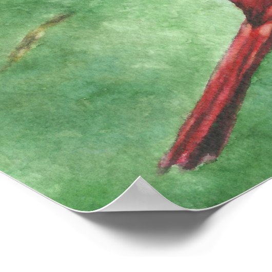 Red Male Kardinal Poster (Ecke)