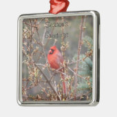 Red Male Kardinal Saison Grüße Ornament Aus Metall (Links)