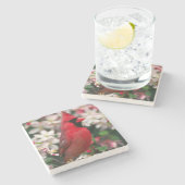 Red Male Kardinal Steinuntersetzer (Seitenansicht)