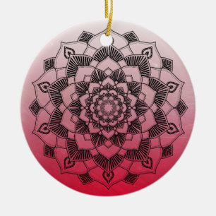 Red Mandala Abstrakt Schöne Weihnachten Keramik Ornament