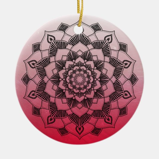 Red Mandala Abstrakt Schöne Weihnachten Keramik Ornament (Vorne)