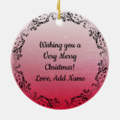 Red Mandala Abstrakt Schöne Weihnachten Keramik Ornament (Hinten)