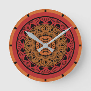 Red Mandala Acrylic Runde Wanduhr