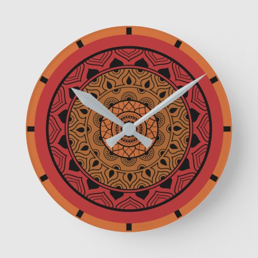 Red Mandala Acrylic Runde Wanduhr (Vorderseite)