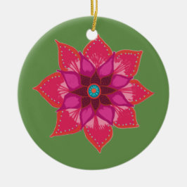 Red Mandala Blume Art Circle Ornament