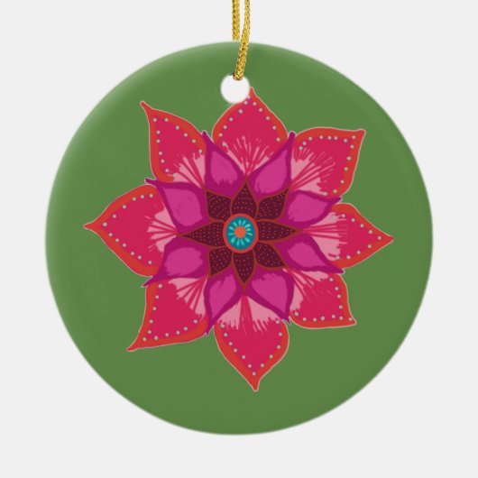 Red Mandala Blume Art Circle Ornament (Vorne)