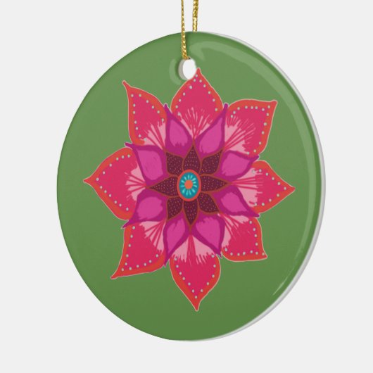 Red Mandala Blume Art Circle Ornament (Links)