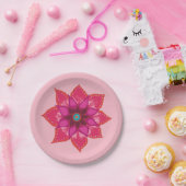 Red Mandala Blume Art Paper Plate Pappteller (Party)