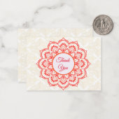 Red Mandala Dankeschön Card Mitteilungskarte (Vorderseite/Rückseite Beispiel)